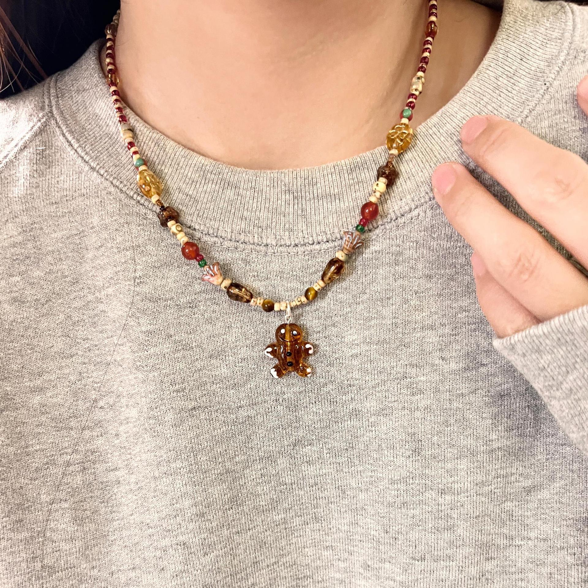 Christmas Limited Gingerbread Man Candy Sweater Chain