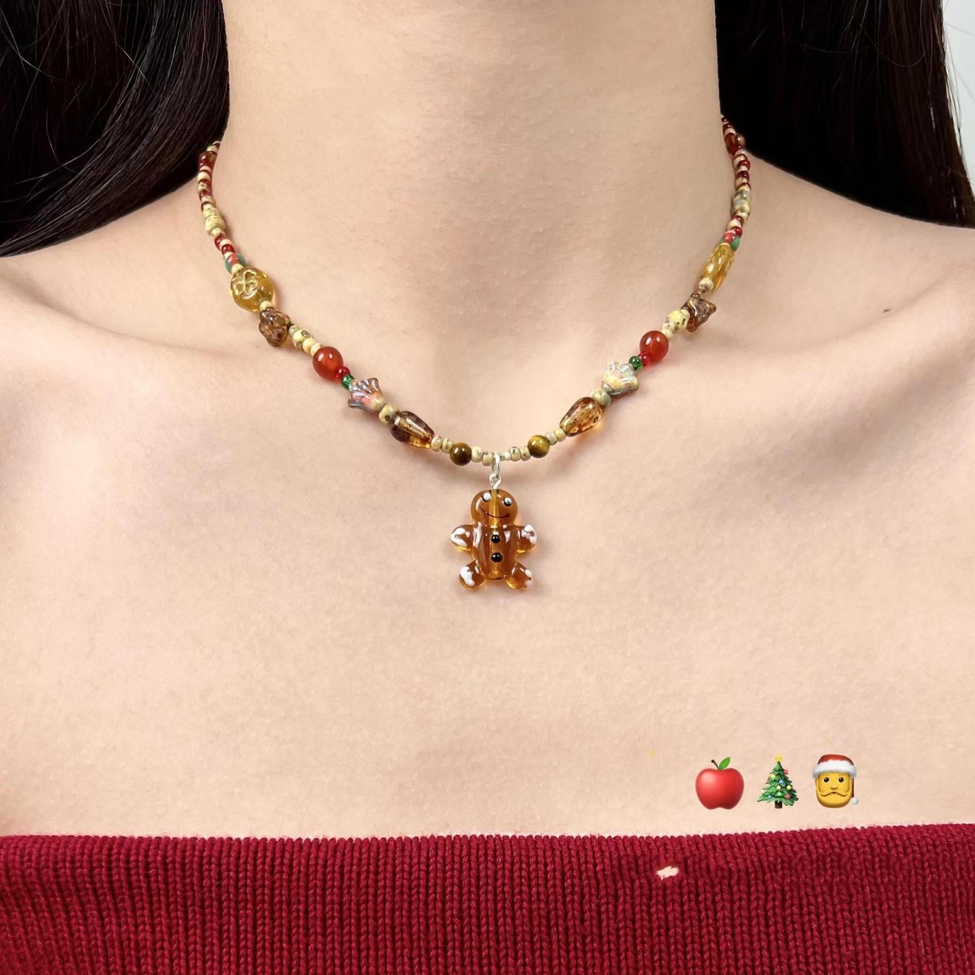 Christmas Limited Gingerbread Man Candy Sweater Chain