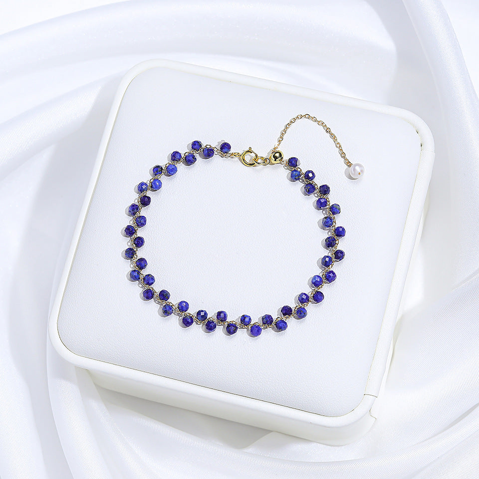 Natural Stone Colorful Cross-section Tourmaline Bracelet For Women Hand-woven Adjustable