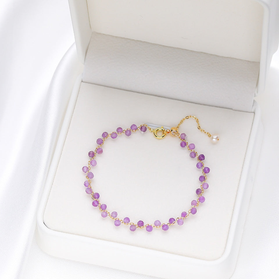 Natural Stone Colorful Cross-section Tourmaline Bracelet For Women Hand-woven Adjustable