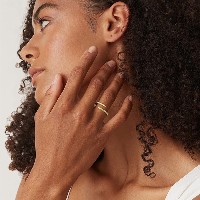 European And American Cross-border Minimalist Zircon Ring For Women, Adjustable Opening