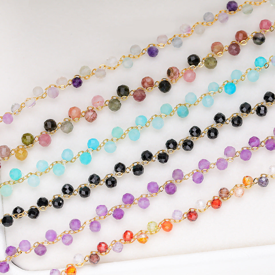 Natural Stone Colorful Cross-section Tourmaline Bracelet For Women Hand-woven Adjustable