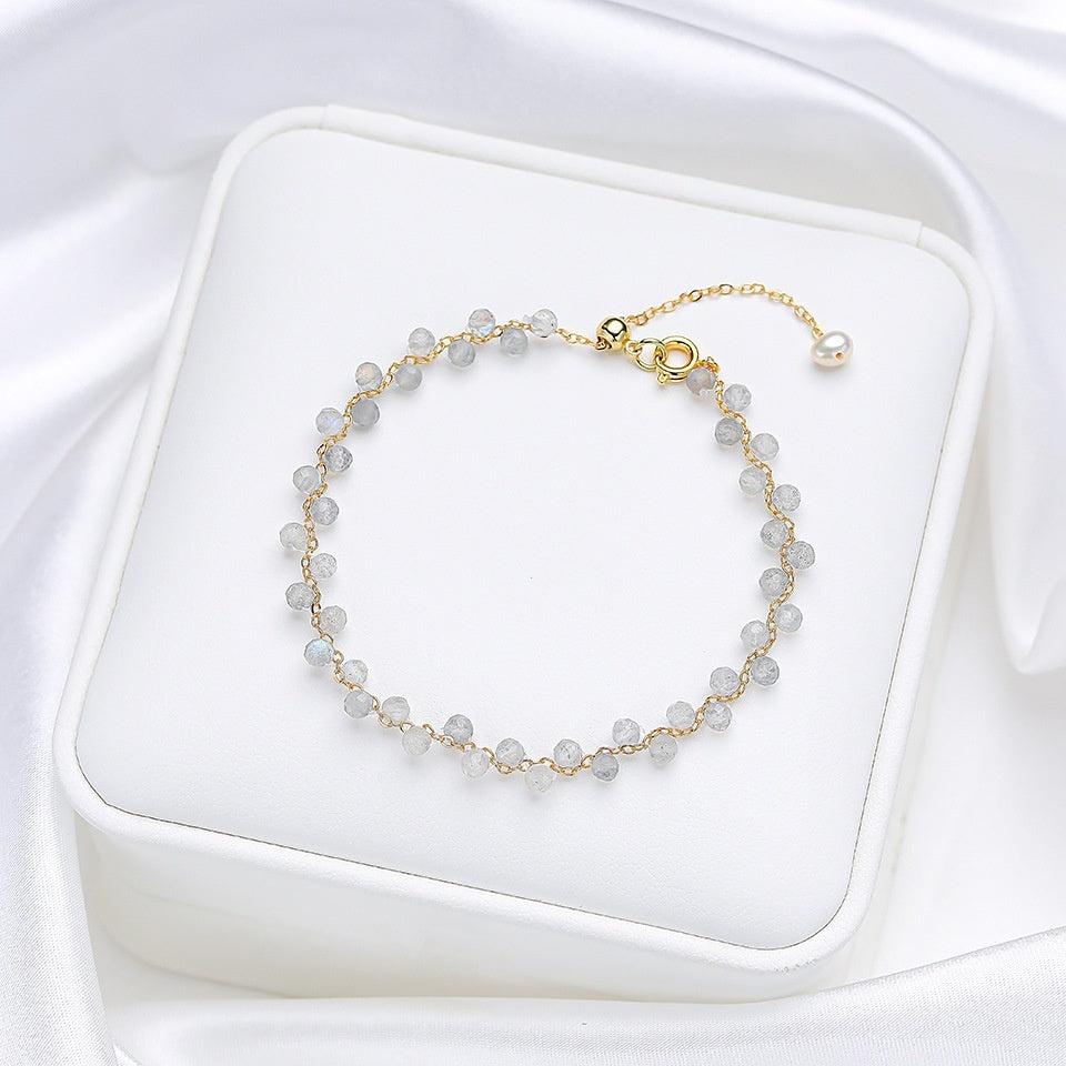 Natural Stone Colorful Cross-section Tourmaline Bracelet For Women Hand-woven Adjustable