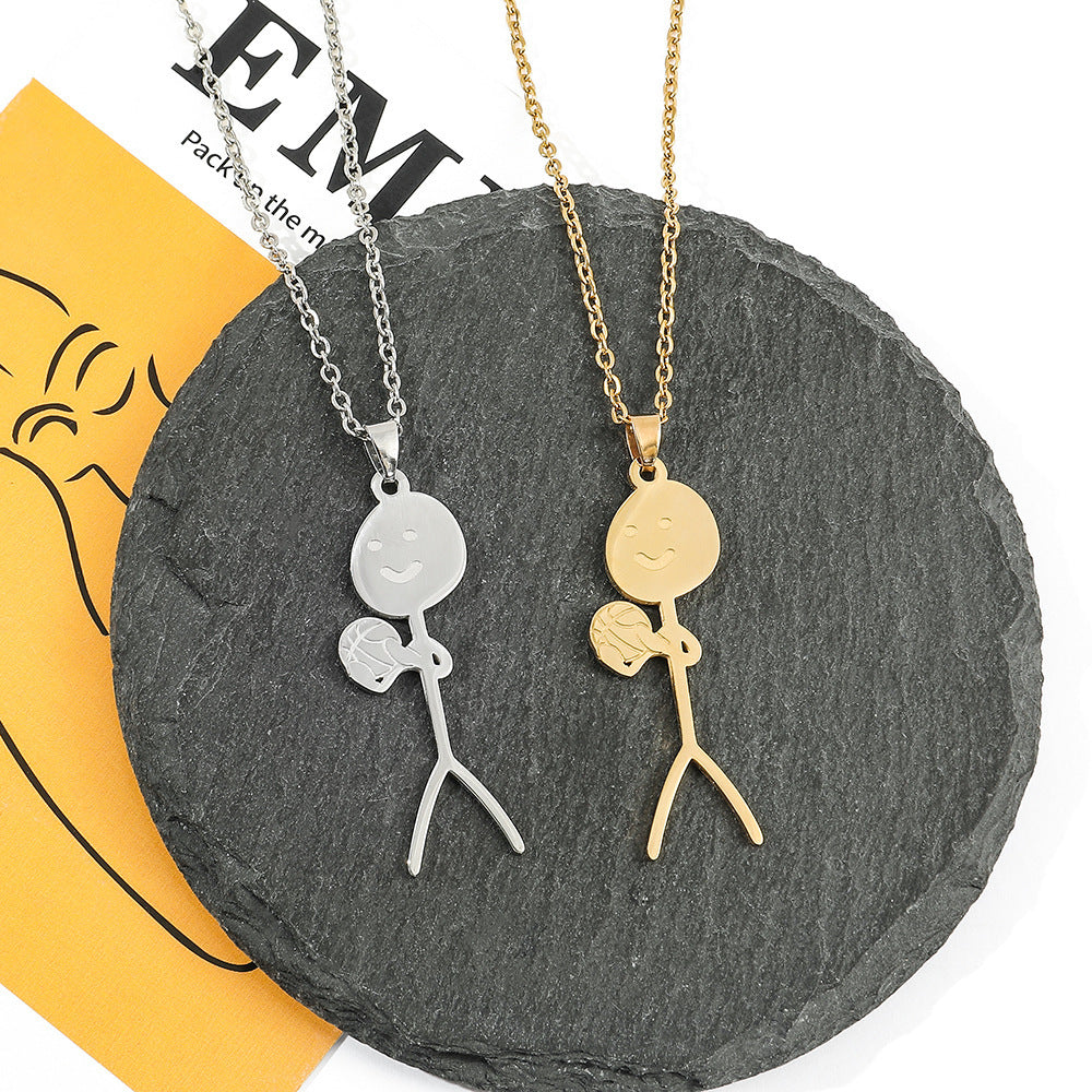 Funny Design Sense Basketball Little Man Necklace Fashion