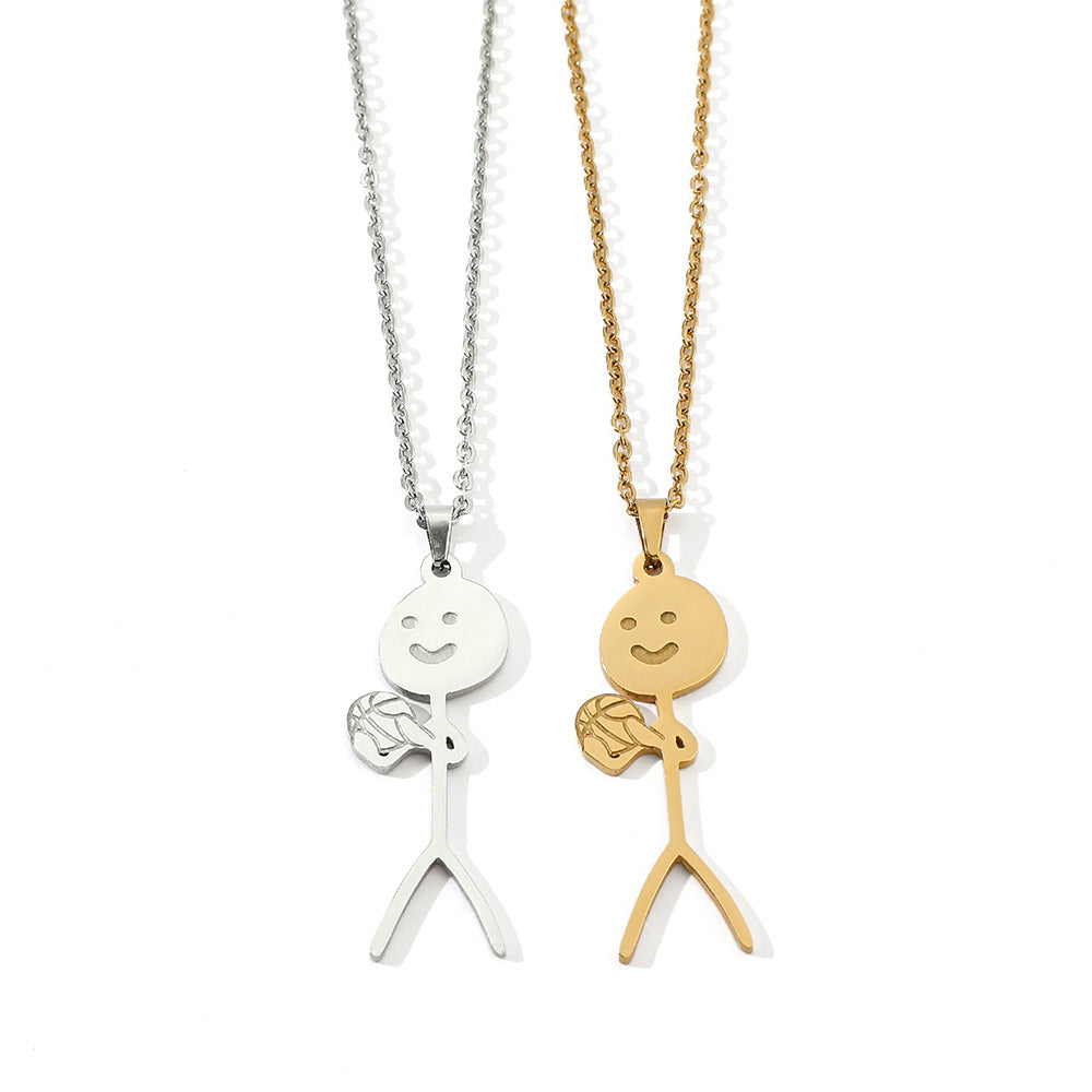 Funny Design Sense Basketball Little Man Necklace Fashion